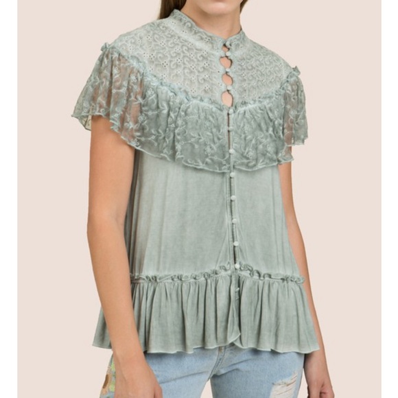 💼S-L♠️Sweet Dream Victorian Peek-A-Boo Button Top - Picture 3 of 8